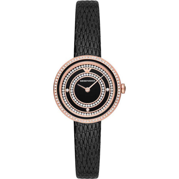 Emporio Armani Women's Crystal Set Black Dial Watches